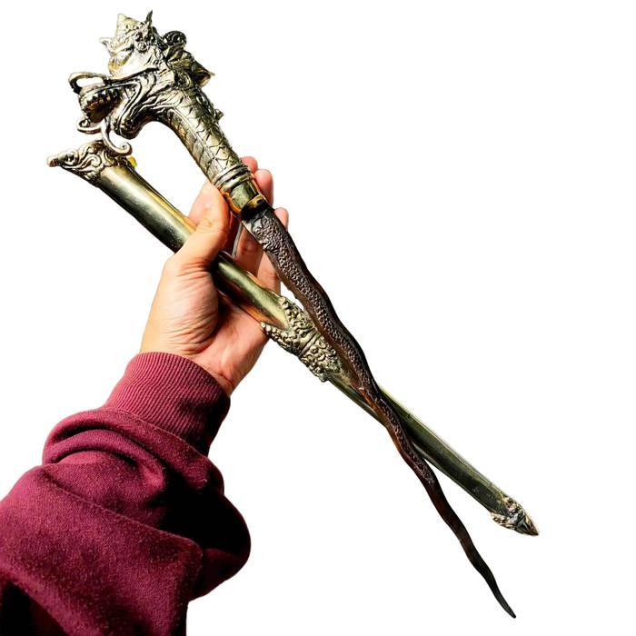 Tongkat Komando Isi Keris Model Naga Warna Emas Bahan Kuningan Sari