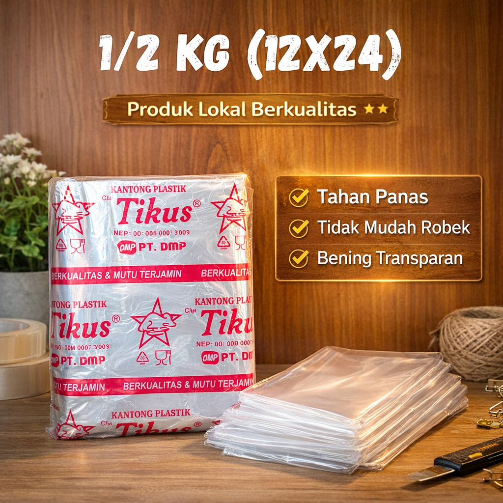 Kantong Plastik Cap Tikus PP 1/2kg 1/2 kg Plastik Bening 0,5 kg Tebal Kualitas Terjamin