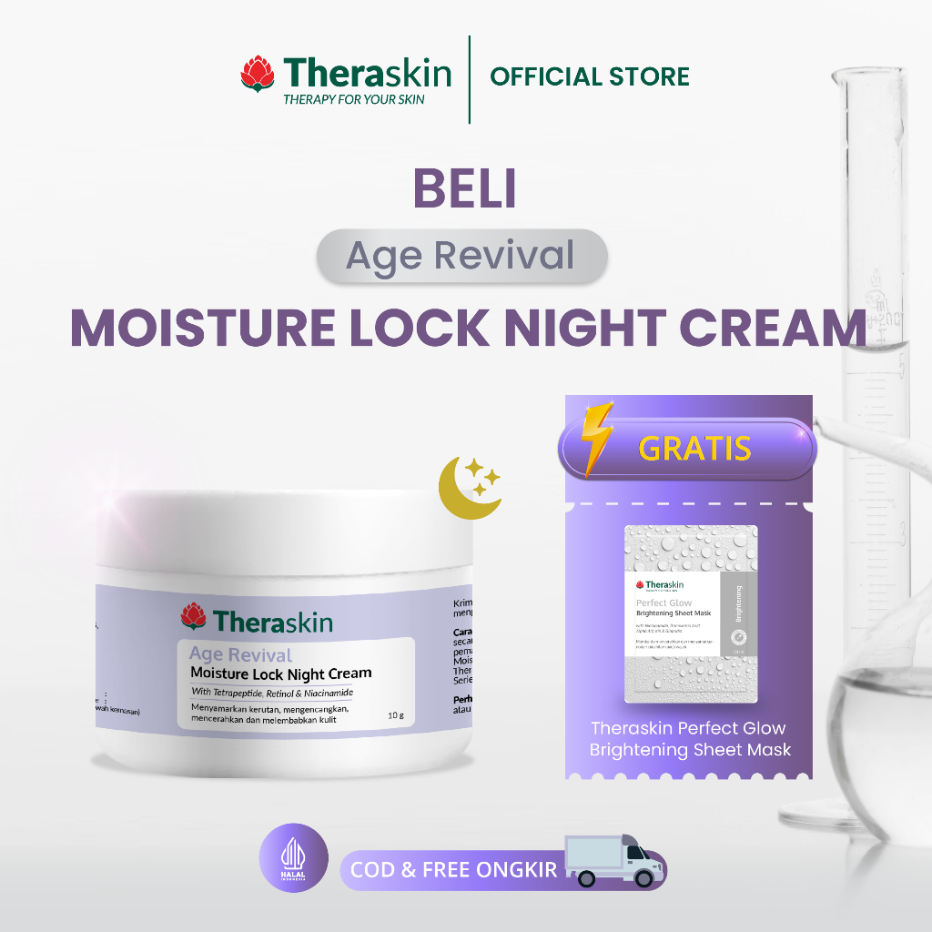 [BUY 1 GET 2] Krim Malam Anti Aging + Alpha Arbutin Sheet MaskTheraskin - Theraskin Age Revival Mois