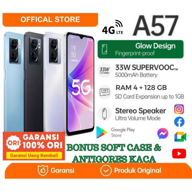 HP OPPO A57 ram 4/128GB 4G LTE Smartphone GARANSI 1 TAHUN
