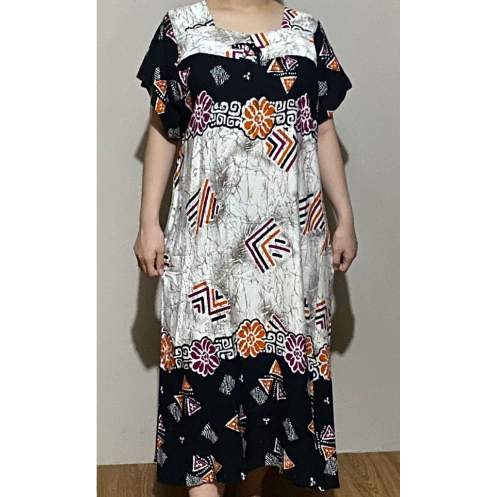 Daster SMT sikak pola, sikak jumbo, jumbo lengan pendek