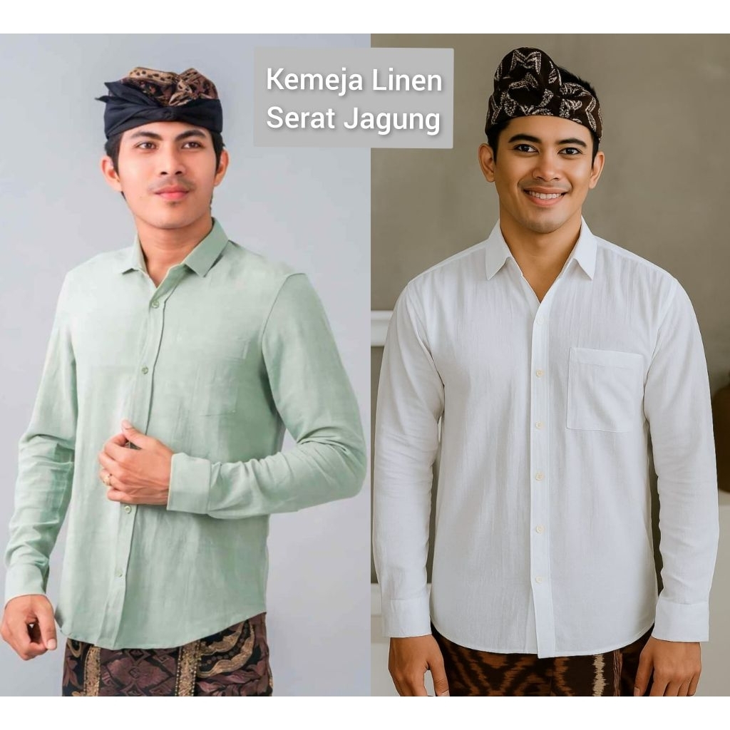 Kemeja Serat Jagung Lengan Panjang Baju Kasual Pria Terlaris Bisa COD