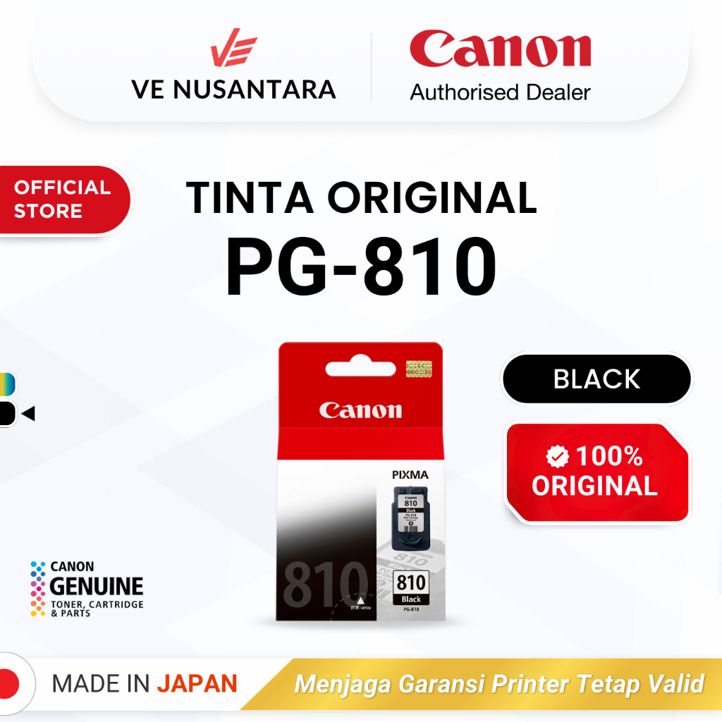 100% ORIGINAL Tinta Canon PG 810 Black - Printer iP2770 MP258 MP287 - Tinta Asli