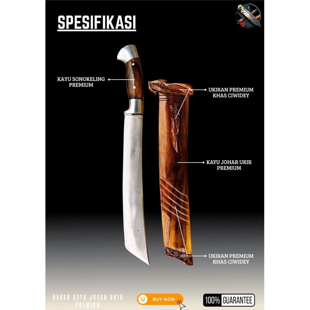 golok kopak rawing johar 30CM - Bilah Baja Per SUP9, Desain Ergonomis, Ringan dan Tahan Lama