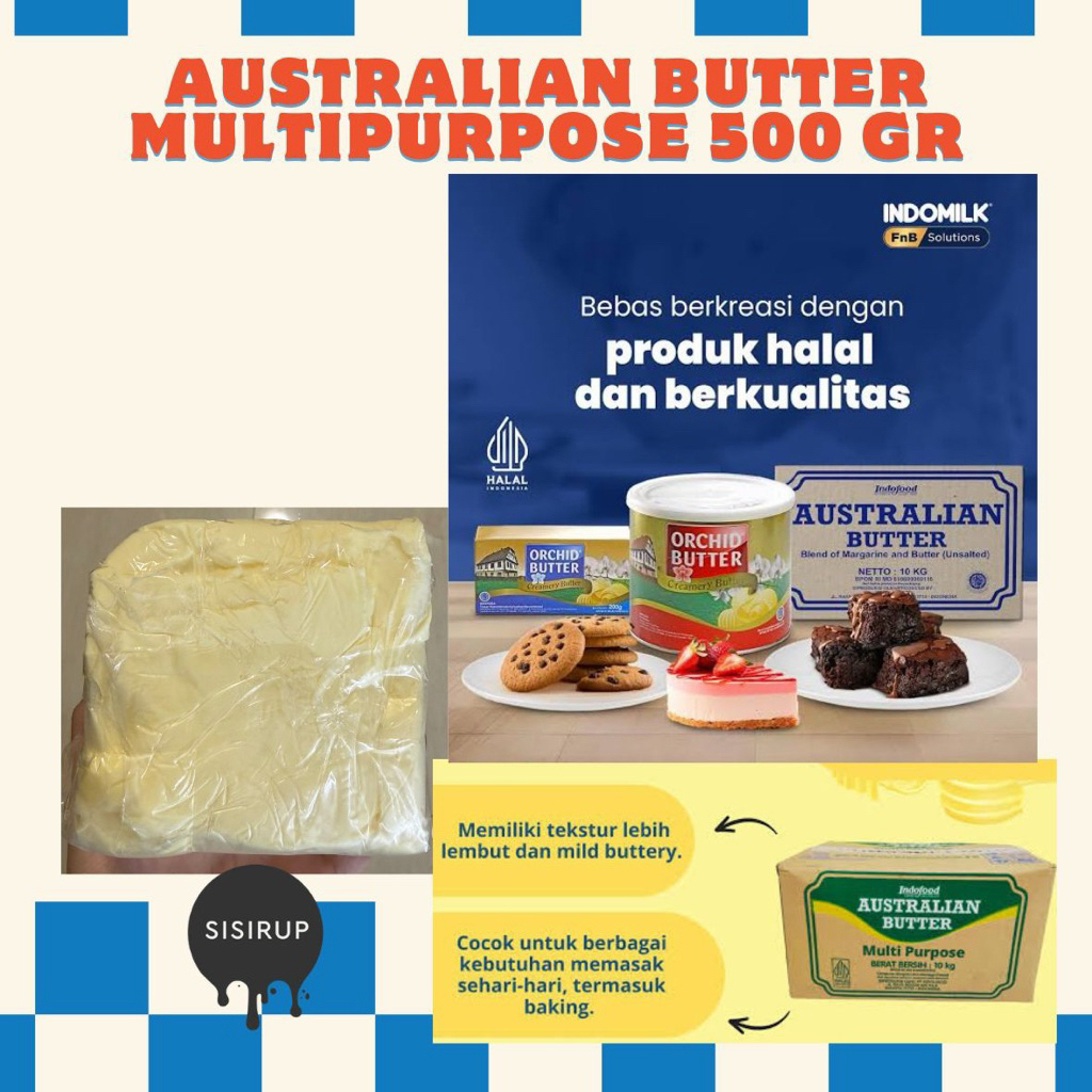 Australian Butter Unsalted 500 GR / Rasa Alami Lembut / Butter Unsalted / Australian Butter