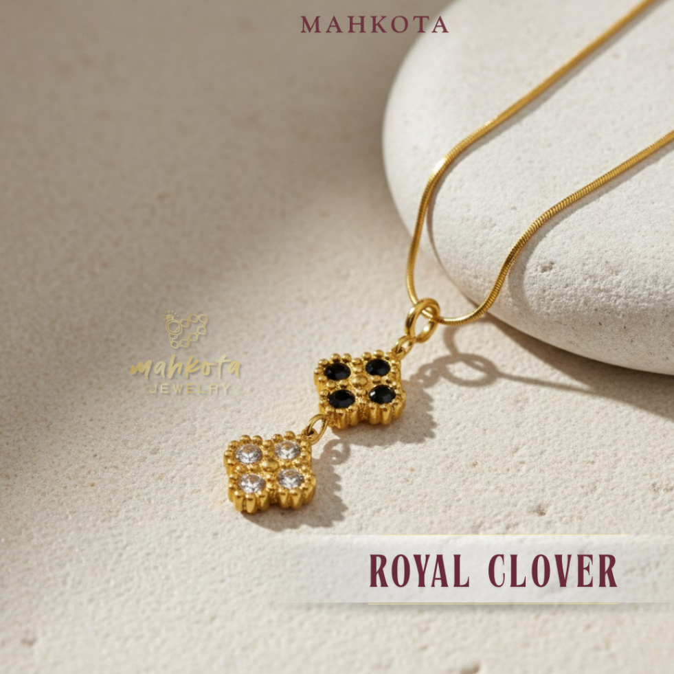 K326 Kalung Wanita Korean 6 Lapis Pelapisan Emas 18KGP • Liontin Bunga Juntai Double Elegant  • Anti