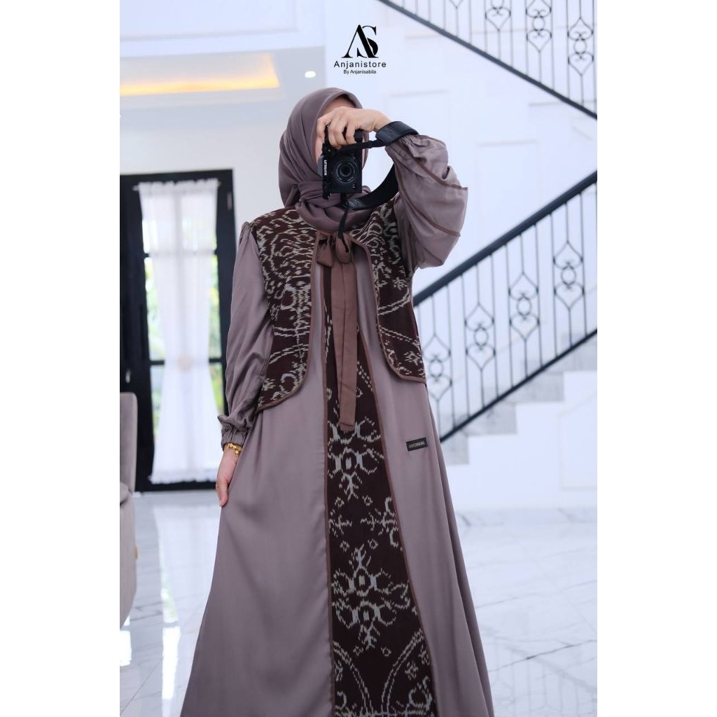 ANJANI STORE GAMIS TWILL ETNIK GREY PITA