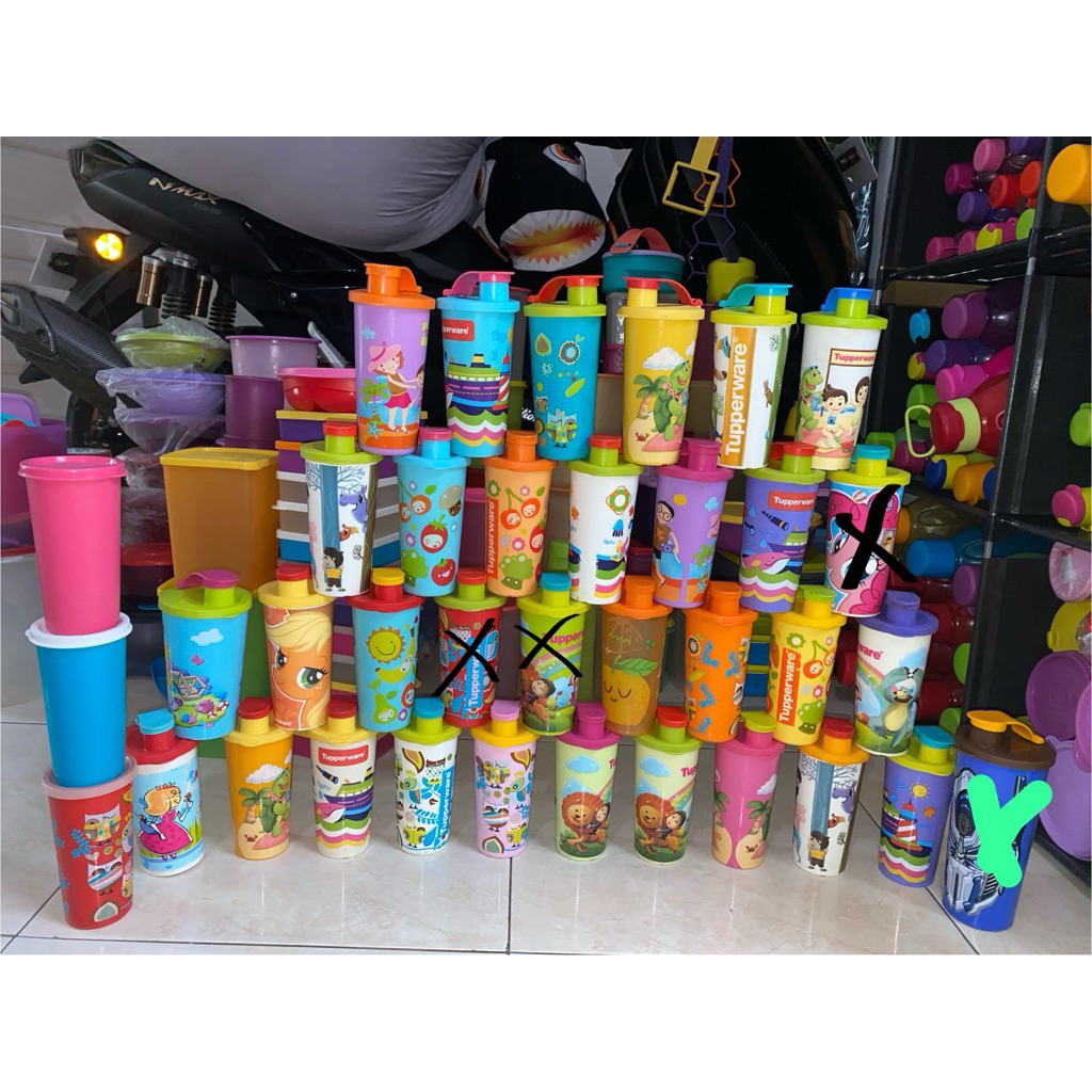 gelas karakter anak Tupperware Seken