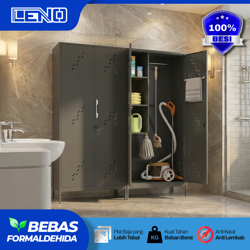 Cleaning Cabinet Lemari Alat Kebersihan Lemari Sapu Besi Lemari Janitor Besi Storage Alat Pembersih