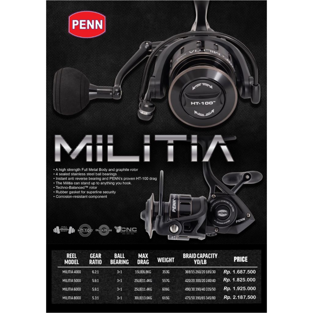 REEL PANCING PENN MILITIA 4000 5000 6000 8000 NEW 2026 | REEL SPINNING | REEL PENN | REEL MURAH | RE