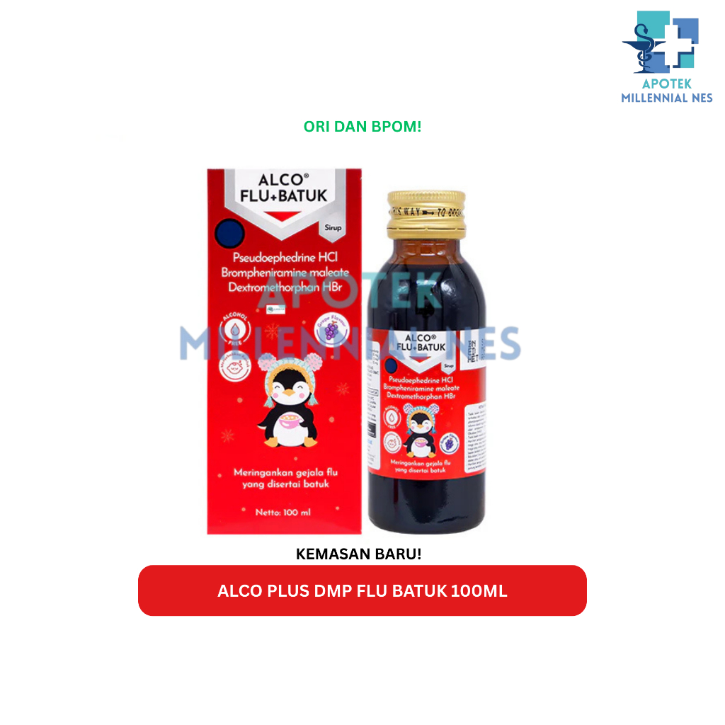 ALCO PLUS DMP SIRUP 100ML - REDAKAN FLU DAN BATUK - OBAT FLU BATUK