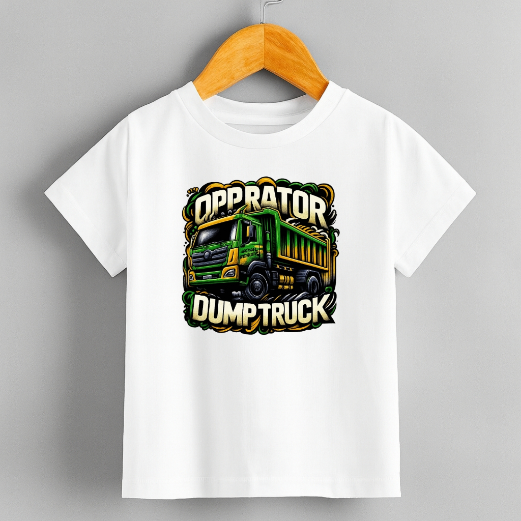 Baju Anak Gambar Truck Driver Muda Usia 1-10 Tahun Warna Hitam Putih Biru Merah