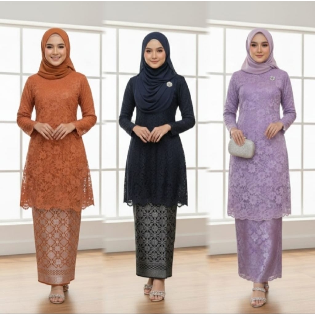 Setelan Tunik Brokat Qiana / Kebaya Pesta / Kebaya Modern / Kebaya Terbaru / Kebaya Kekinian