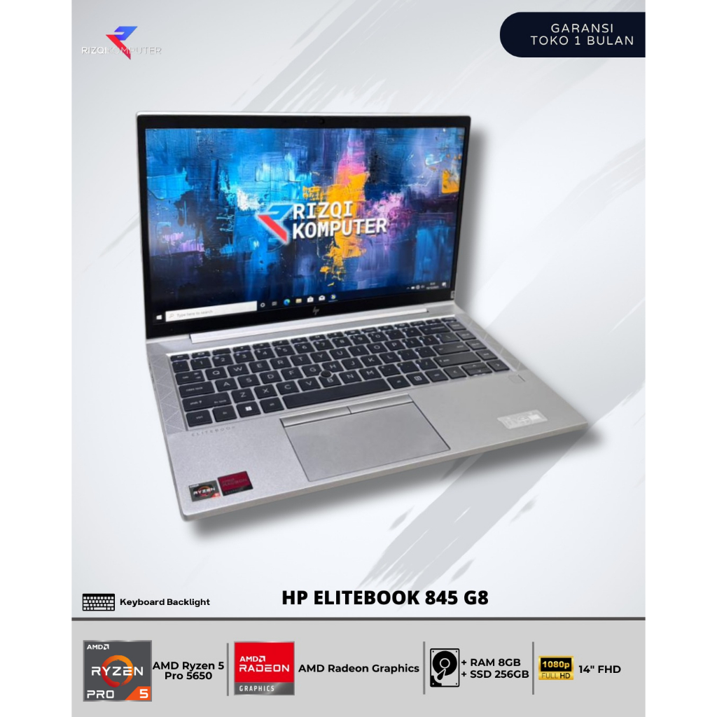 HP EliteBook 845 G8 AMD Ryzen 5 Pro 5650 Ram 8GB SSD 256GB all