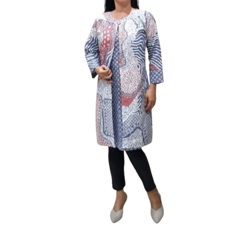 TUNIK ROMPI PINK BIRU JUMBO BATIK WANITA TUNIK OVERSIZE BATIK TUNIK