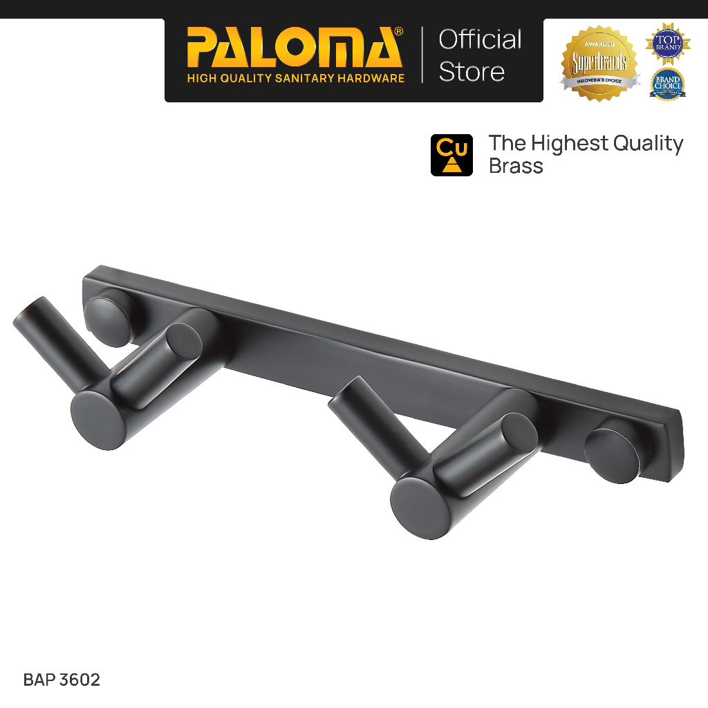 PALOMA BAP 3602 Kapstok Gantungan Handuk Baju Robe Hook Rak Hanger 4 Kait Wall Dinding Kamar Mandi B