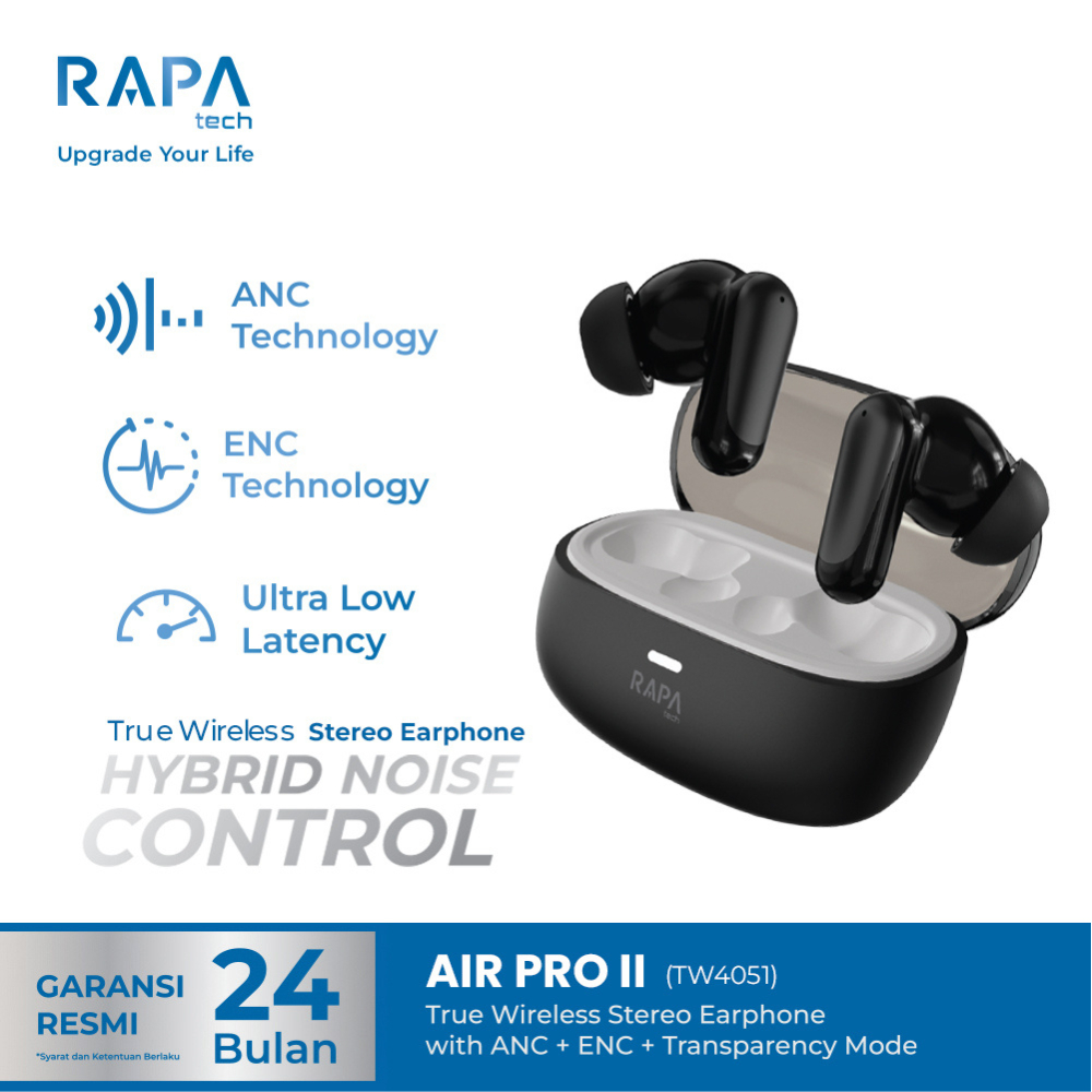 RAPAtech Air PRO II TWS Bluetooth ANC and ENC Earbuds Noise Cancellation Headset Wireless Earphone T