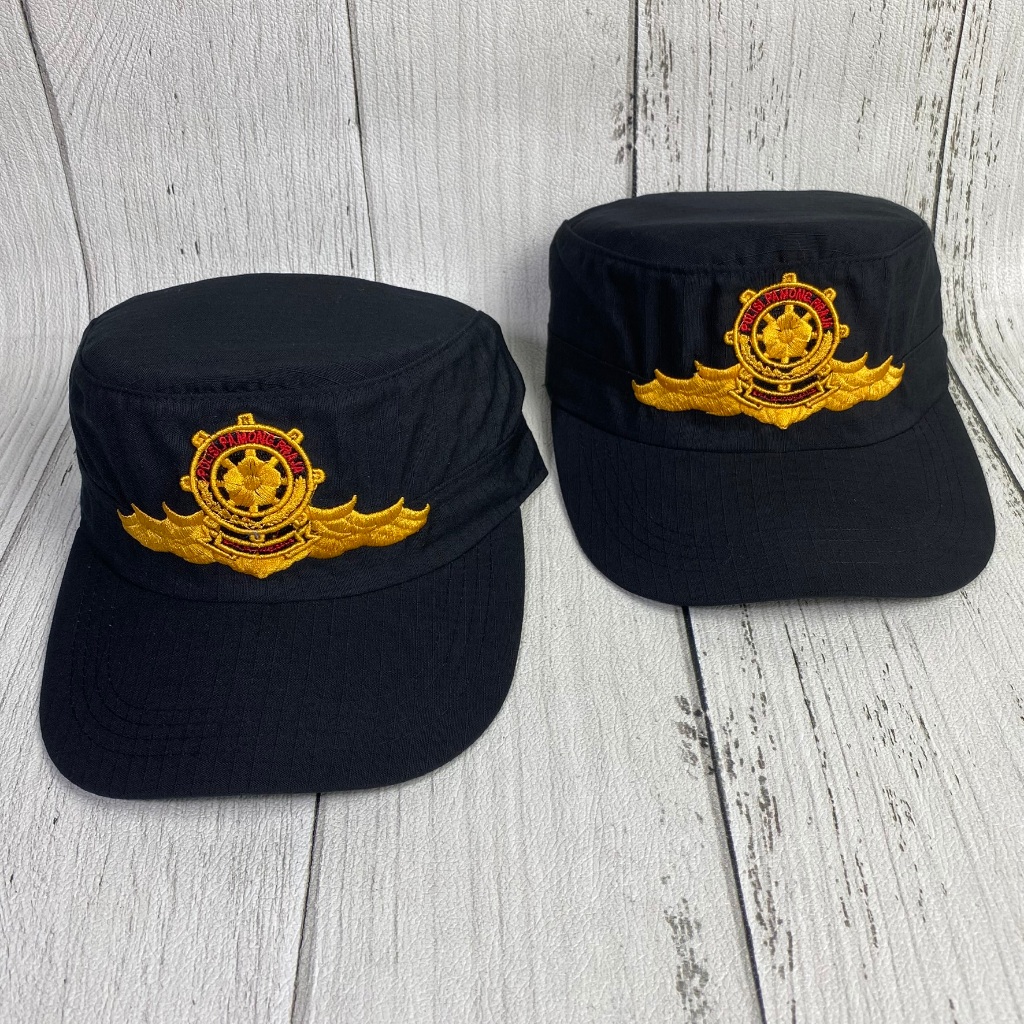 Topi Komando Logo WINGS SATPOL PP Topi SATPOL PP Model Komando Hitam Logo Bordir Timbul