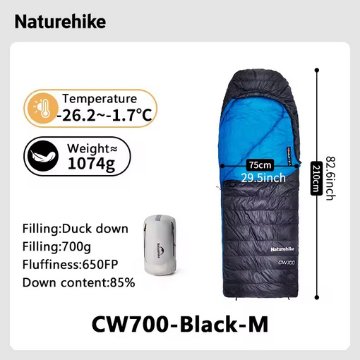 SLEEPING BAG DUCK DOWN CW700 NATUREHIKE CNK2450WS048