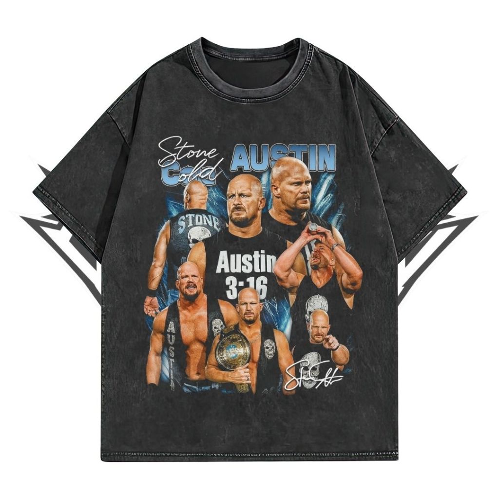 Glatosphere "Steve Austin" Oversized T-Shirt | Stone Wash | Kaos Oversize | Vintage | Atasan