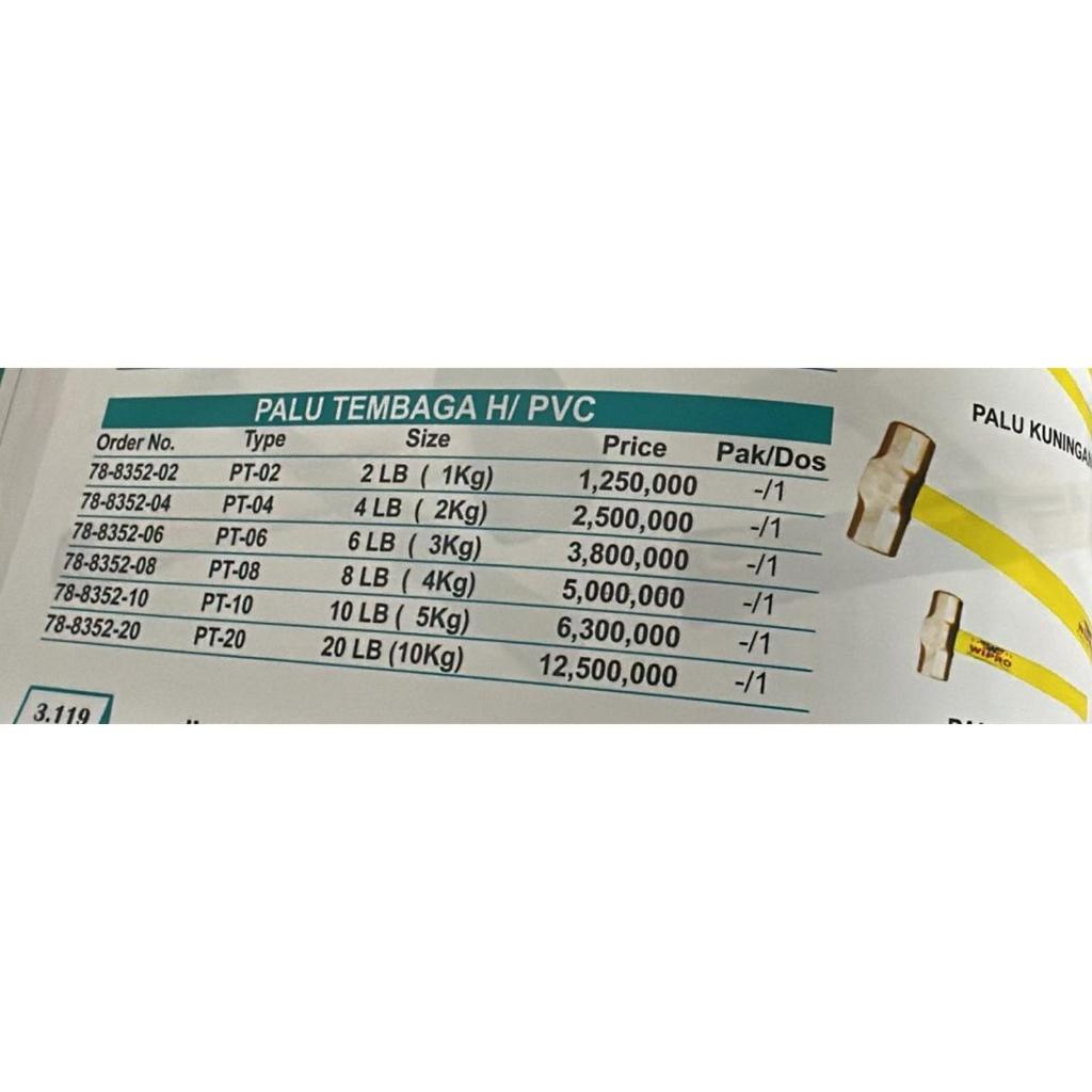 Palu Tembaga Wipro Handle PVC