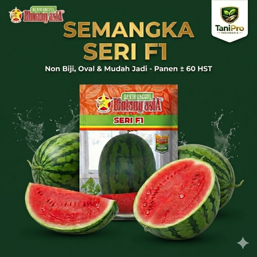 Benih Semangka Hibrida Tanpa Biji/Non Biji Seri F1 kemasan 20 Gram Original Cap Bintang Asia