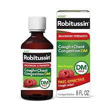 ROBITUSSIN Adult Maximum Strength Cough Chest Congestion DM Daytime 20ml Raspberry / Obat Batuk