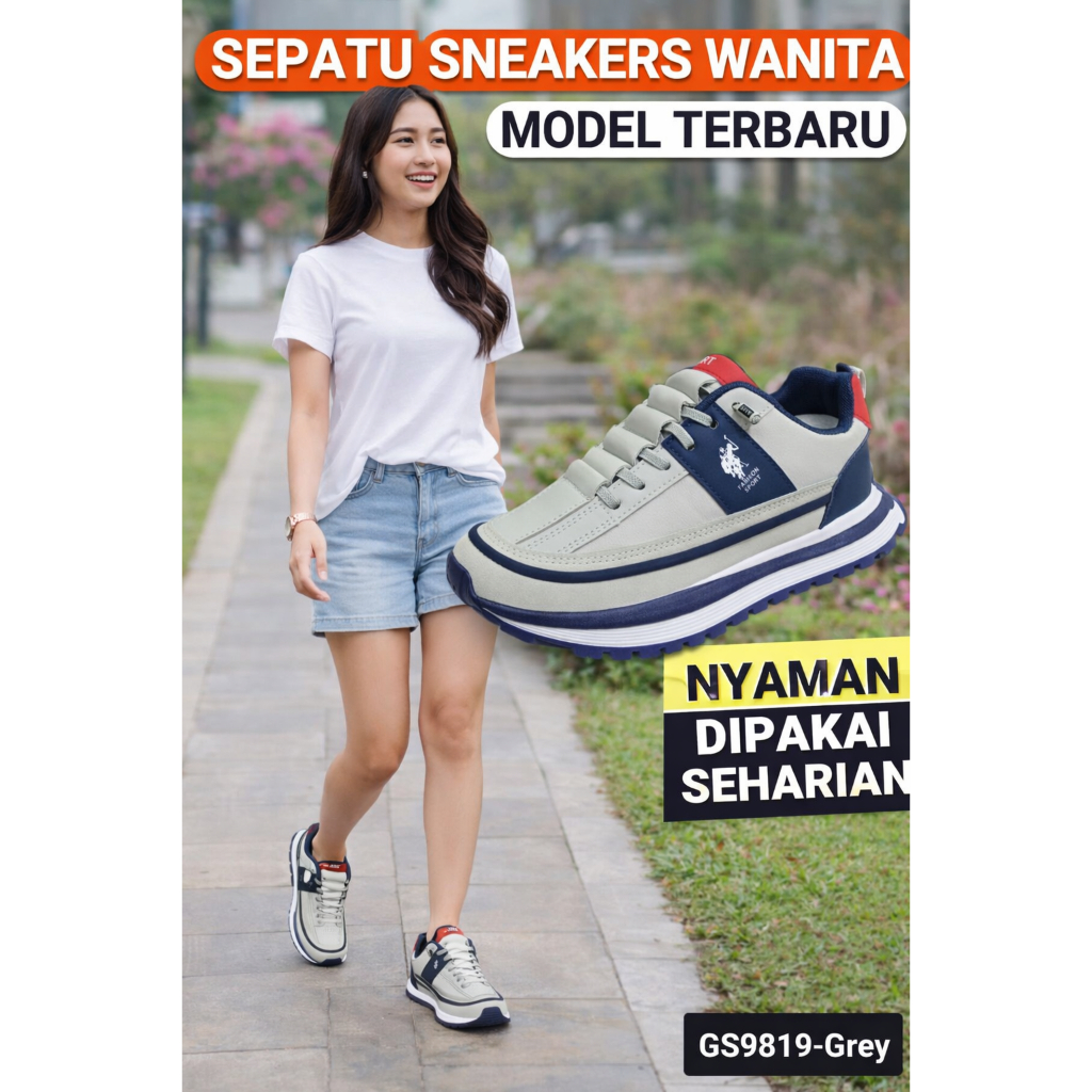 Sepatu Sneakers Wanita Casual- Sepatu Jalan Santai Empuk Ringan Size 36–40