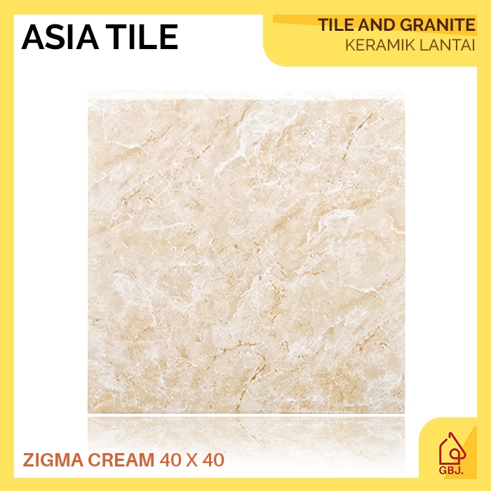 KERAMIK ASIA 40 X 40 ZIGMA CREAM / KERAMIK LANTAI MOTIF MARMER GLOSSY