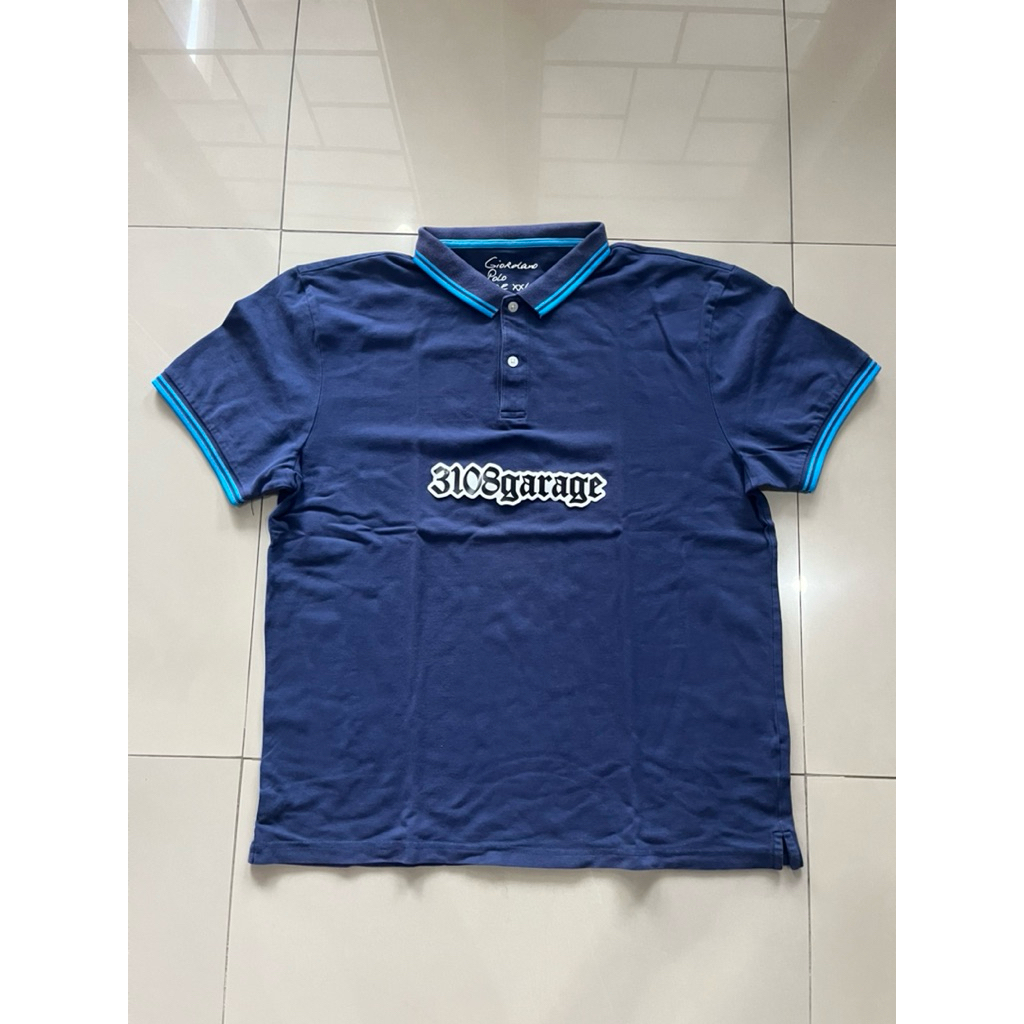 Polo shirt casual lengan pendek mens pria giordano biru blue sz xxl used second