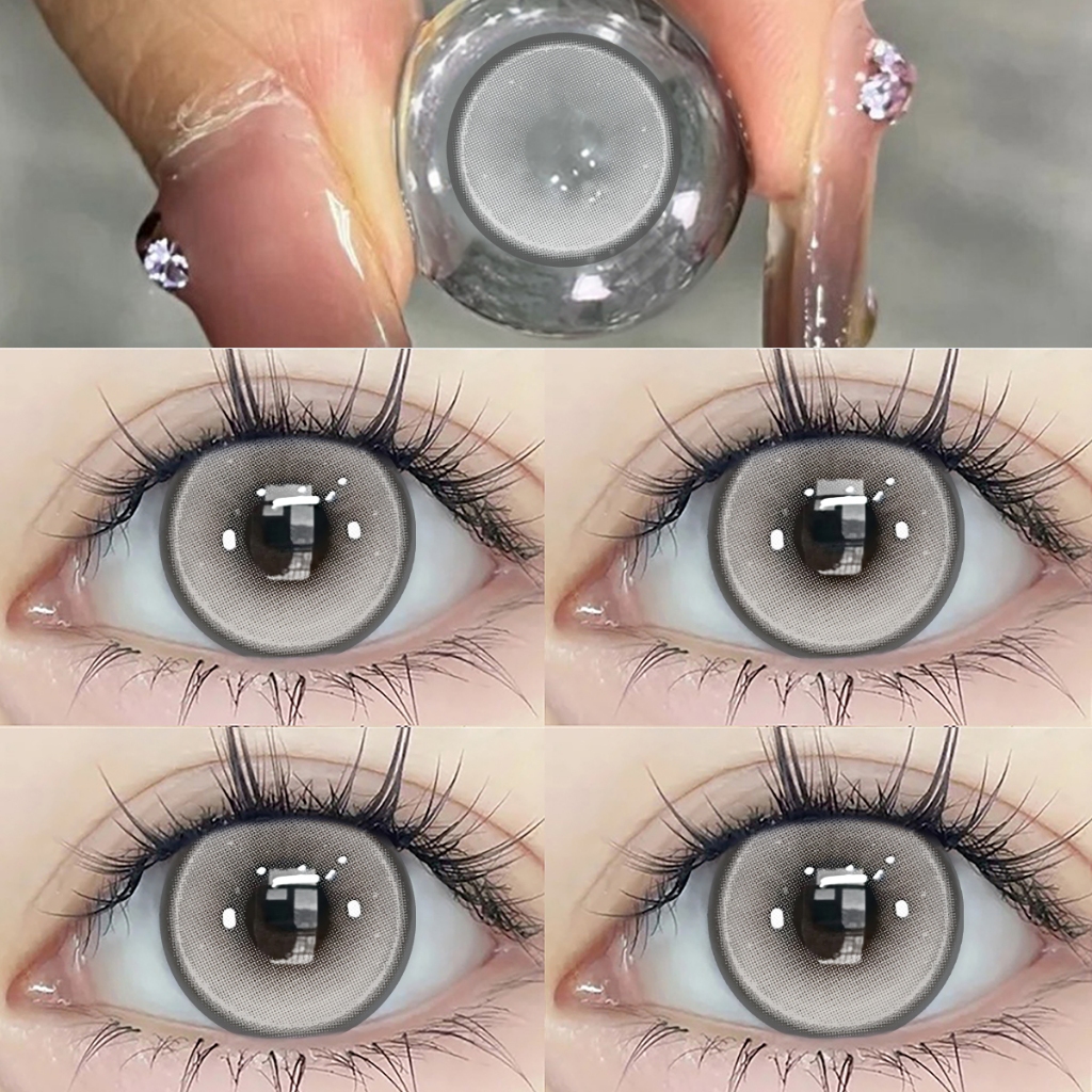 1 pasang lensa kontak warna diameter 14.2MM softlens soflen soflens softlens grey softlens hitam sof