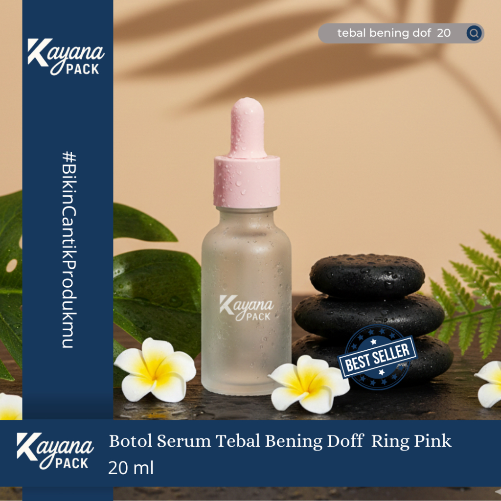 BOTOL SERUM TEBAL BENING FROSTED (DOFF) 20ML RING PINK SET (tebal bening DOFF 20)