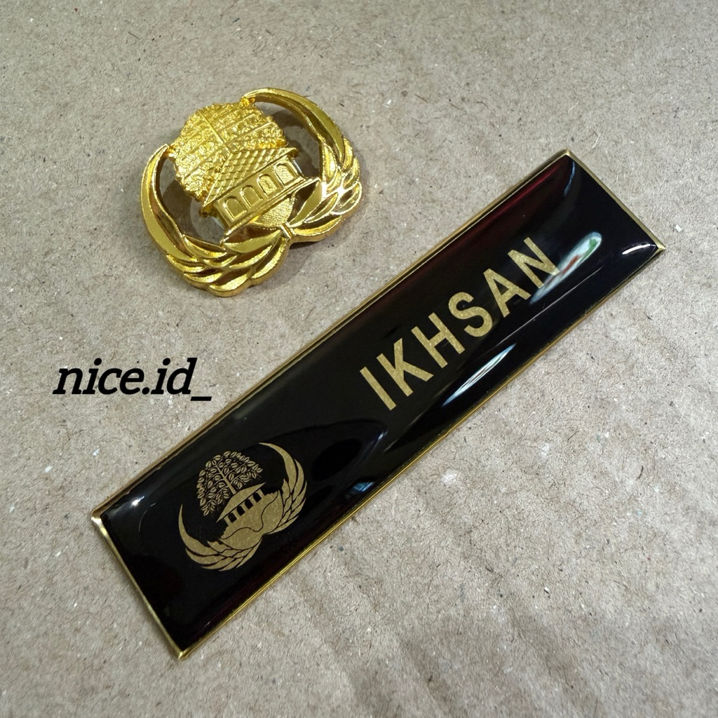 Nama Dada Plus Pin Korpri Nama Dada Kuningan Pin Korpri