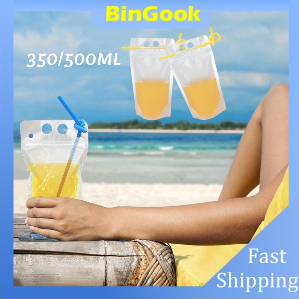 Standing Pouch Minuman 500 ML | Stand Up Drink Bag | Kemasan Minuman + Sedotan | Standing Pouch Drin