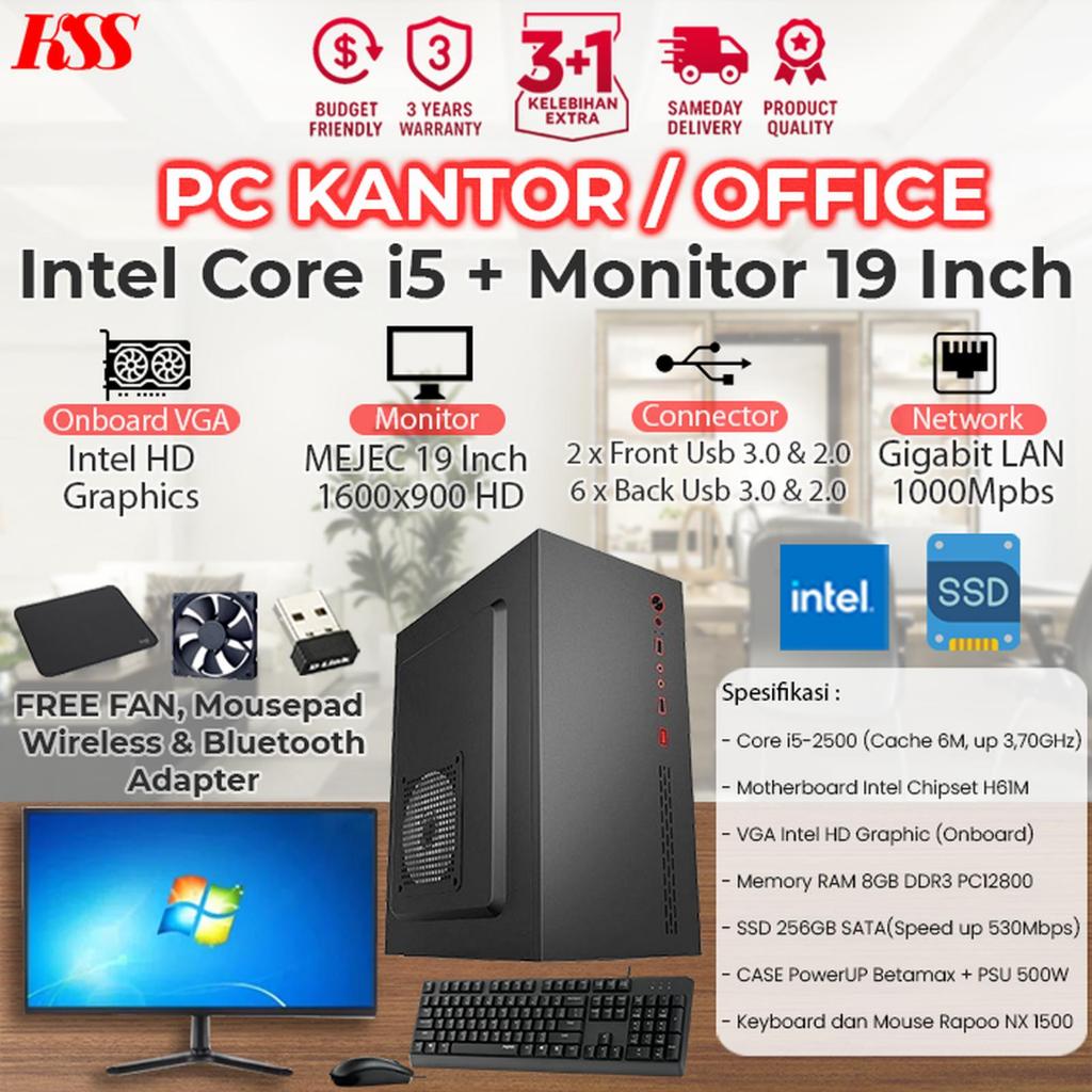 PC Rakitan Kantor Core i5 SSD 256GB Monitor Lengkap Kantor Bergaransi Siap Pakai