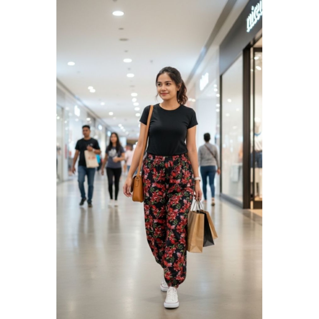 JOGGER PANTS KOREAN STYLE / CELANA WANITA / CELANA KAIN MOTIF / CELANA PANJANG WANITA / CELANA HARIA