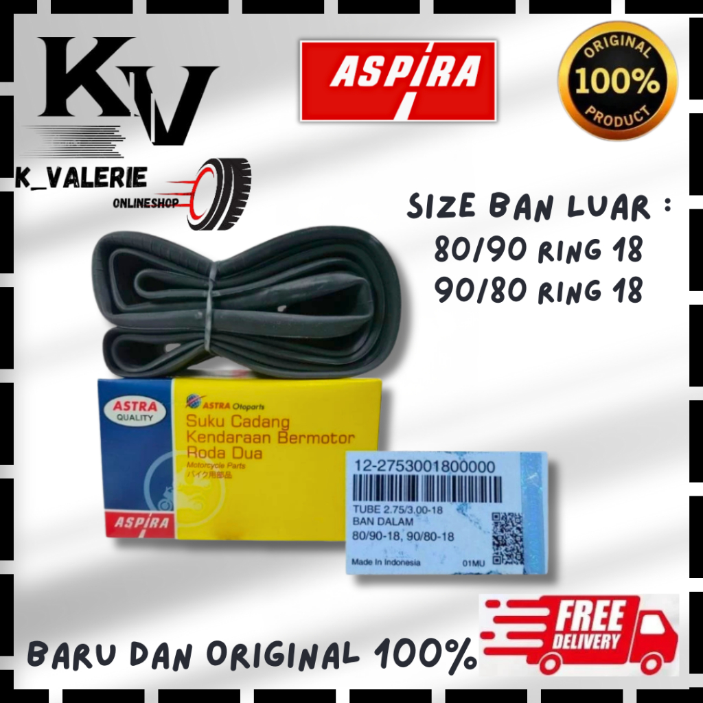[Produk Astra Otoparts] Ban Dalam Aspira 275/300 Ring 18 Ukuran Ban Luar 80/90 -18 90/80-18