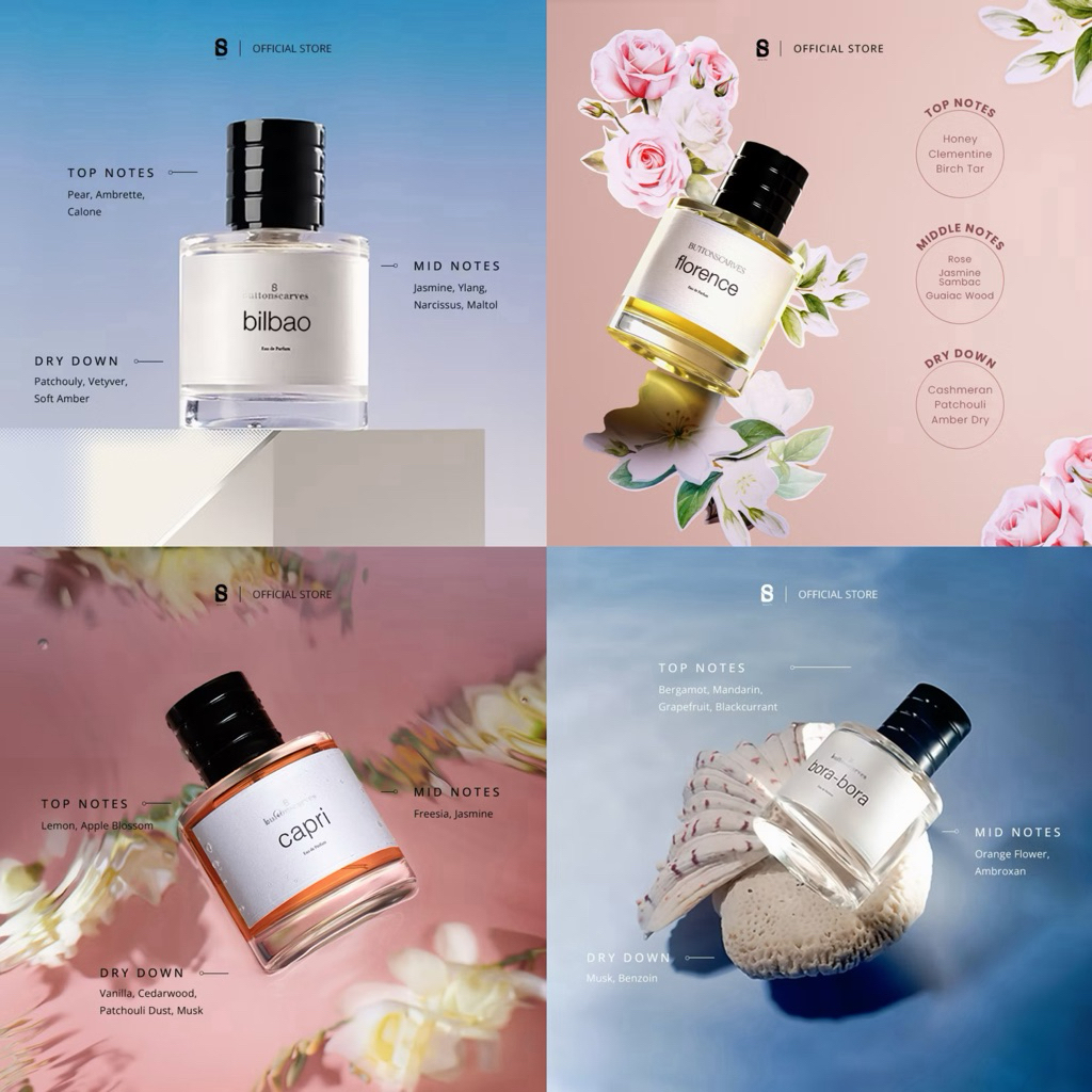 PARFUM BUTTONSCARVES - 85ML CAPRI / BORA-BORA / BILBAO / FLORENCE / ALEXANDRIA EAU DE PERFUME