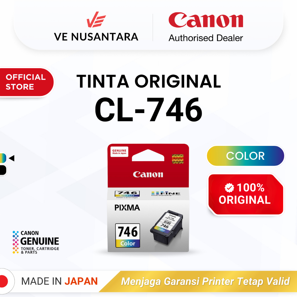 100% ORIGINAL Tinta Canon CL 746 Color - Printer MG2570s TS207 TS307a TS707 TR4670s - Tinta Asli