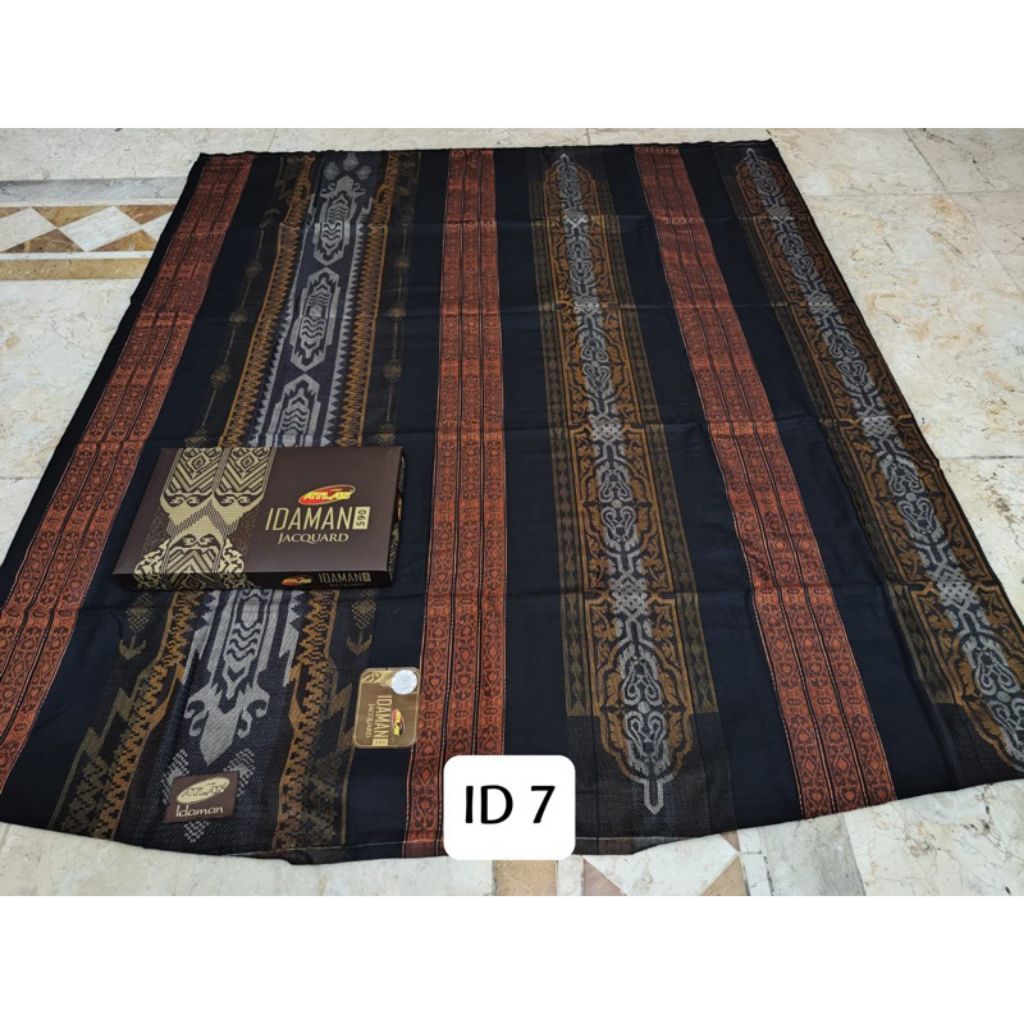 Sarung Atlas Idaman Jaquard Songket Original Premium Motif Bhs Batik Kawung Goyor Hitam Terbaru Kwal