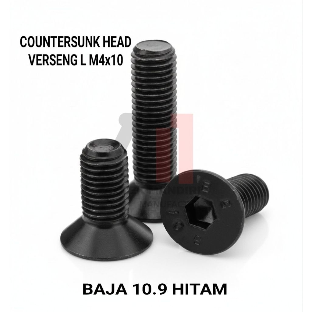Baja Hitam 10.9 Baut Verseng L M4x10 ( Countersunk ) M4 / Black JFL M4x10