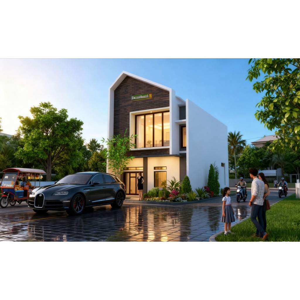 Desain rumah minimalis, style SCANDINAVIAN, rumah 2 lantai, rumah ukuran 6x15, 4 kamar tidur, jasa d