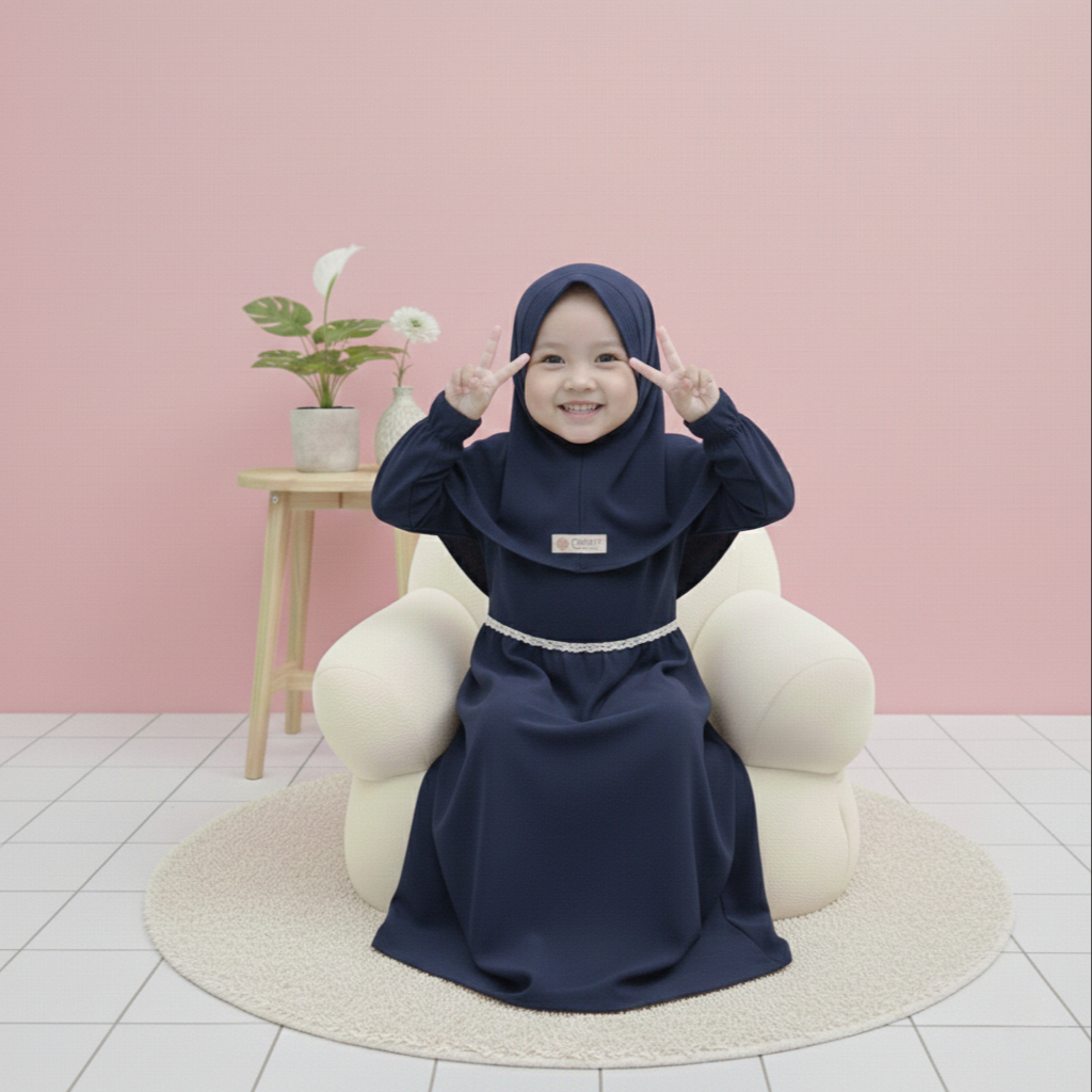 Khoira - Gamis Bayi Newborn 5-18 Bulan Set Hijab Baju Muslim Anak Perempuan
