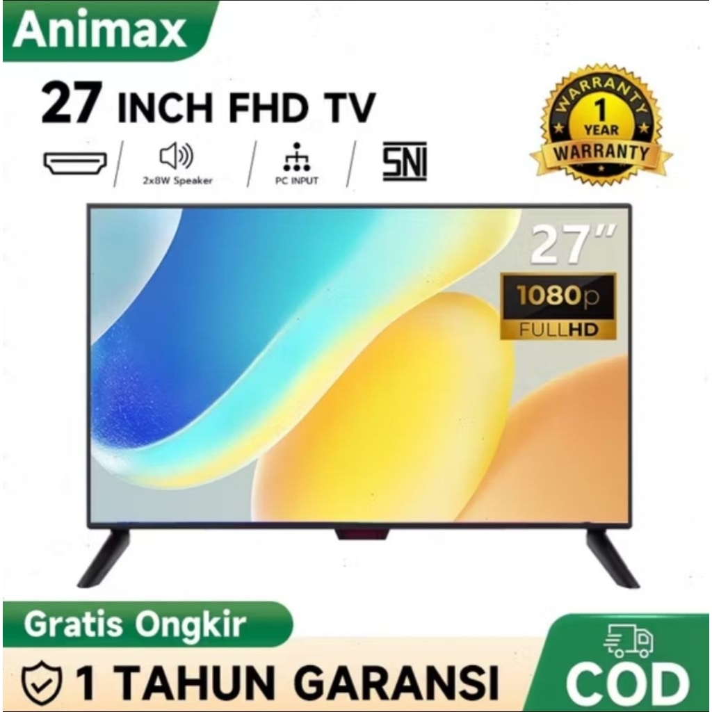 Animax TV Digital 27 inch - TV LED 27 inch FHD - VGA/HDMI/USB - TV Murah Garansi 3 Tahun