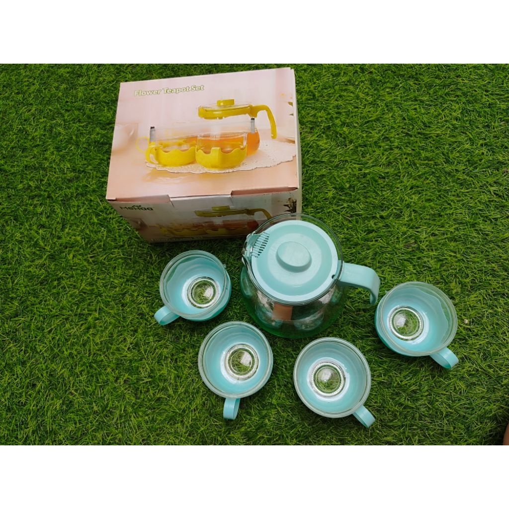 Mehaa Flower Teapot Set, 1 Teko+4gelas cantik
