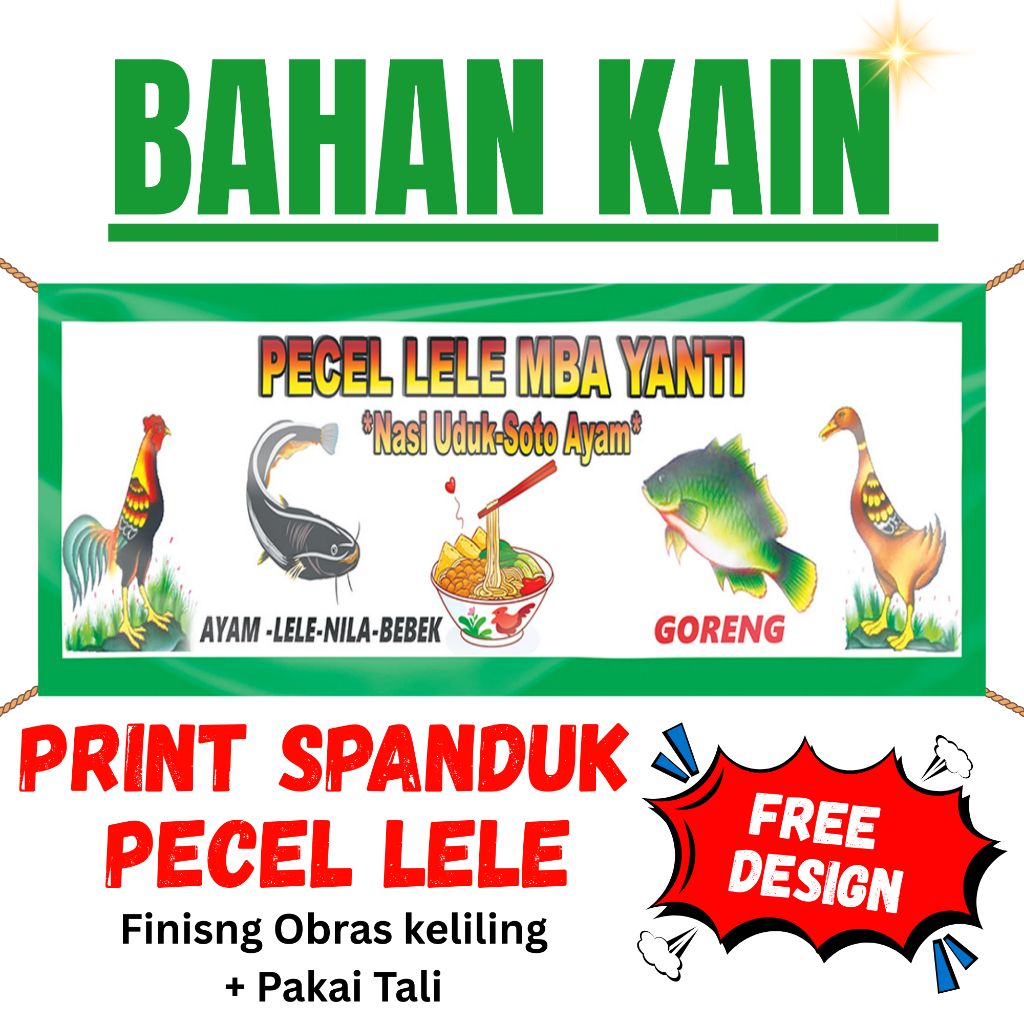 Cetak Spanduk Kain Pecel Lele / Bahan Kain