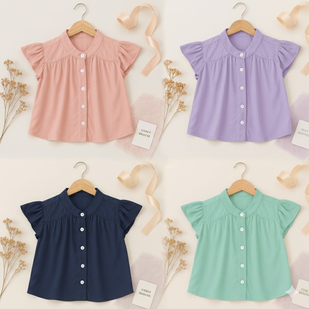 Curly  Blouse / Curly Blouse Anak Perempuan 1-10 Tahun Cott Rayon / Kemeja Anak Perempuan Terbaru
