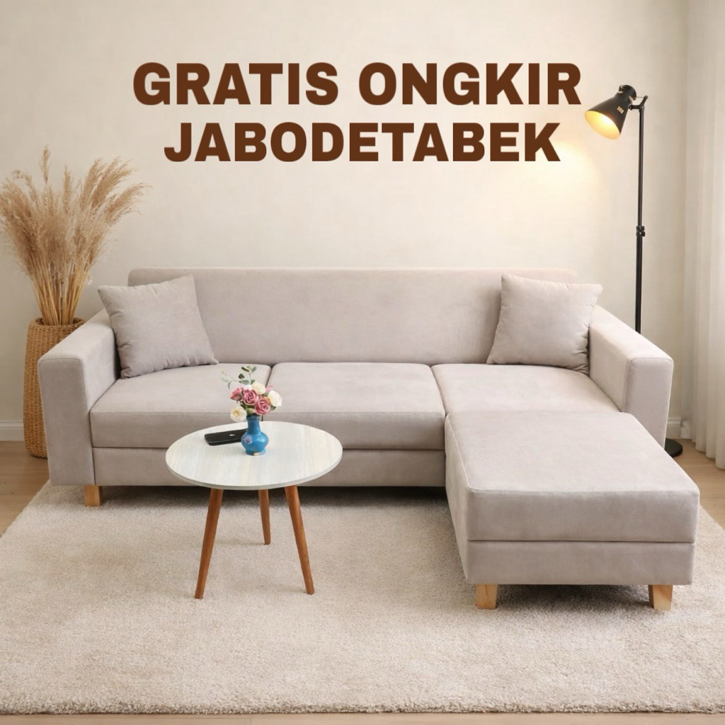 Woodmebel - Sofa Mori 3 seater - sofa dan stool- sofa ruang tamu - sofa tuang tv