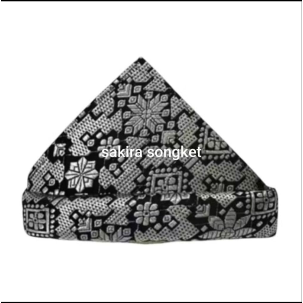 topi songket tanjak palembang (T hitam silver)