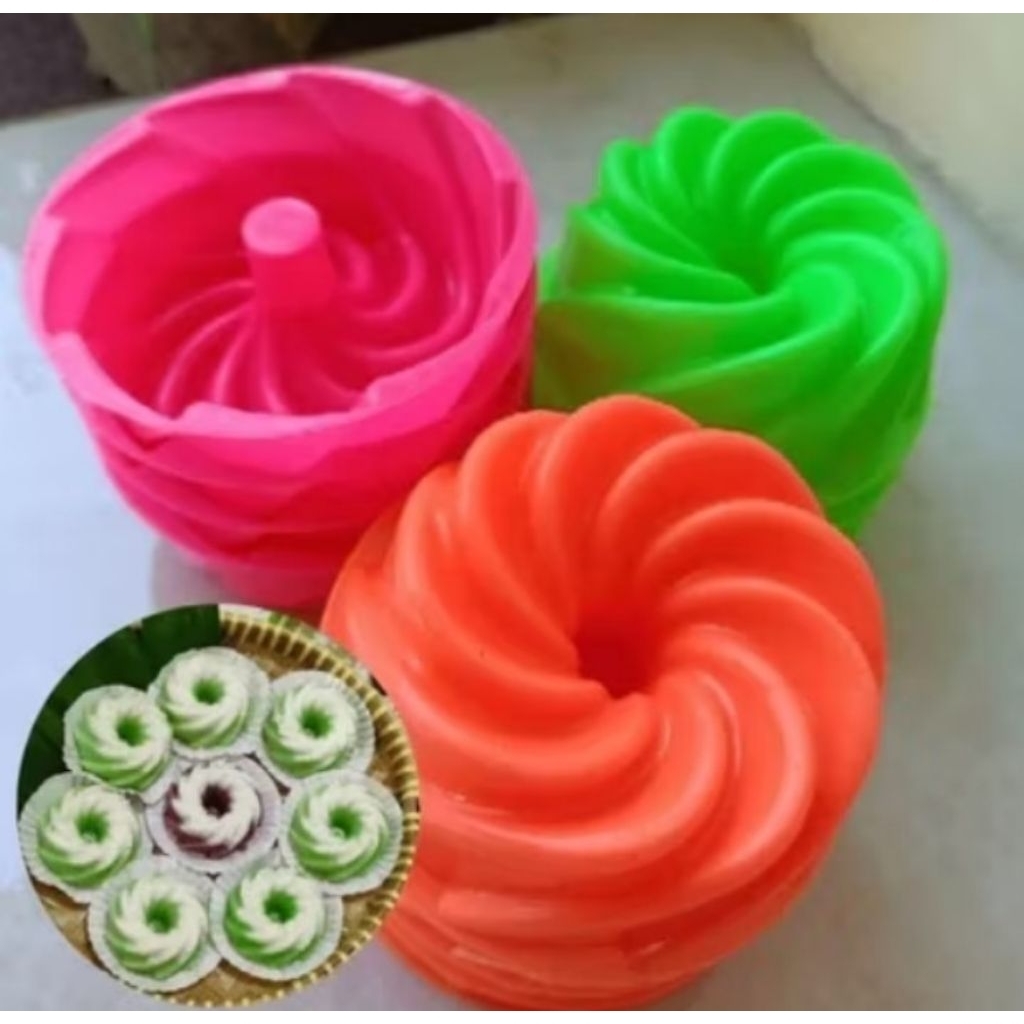 12 Cetakan Kue Kukus Plastik Tahan Panas(Cetakan Twister Besar Jumbo 10Cm)